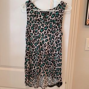INC International Concepts Leopard Rhinestone Scoop Neck Tank Top Size M…